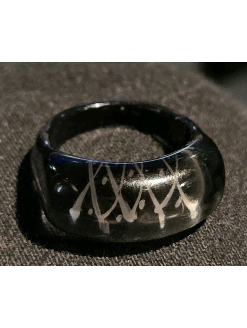 Vintage Black And Gray Glass? Acrylic? Ring Size 6